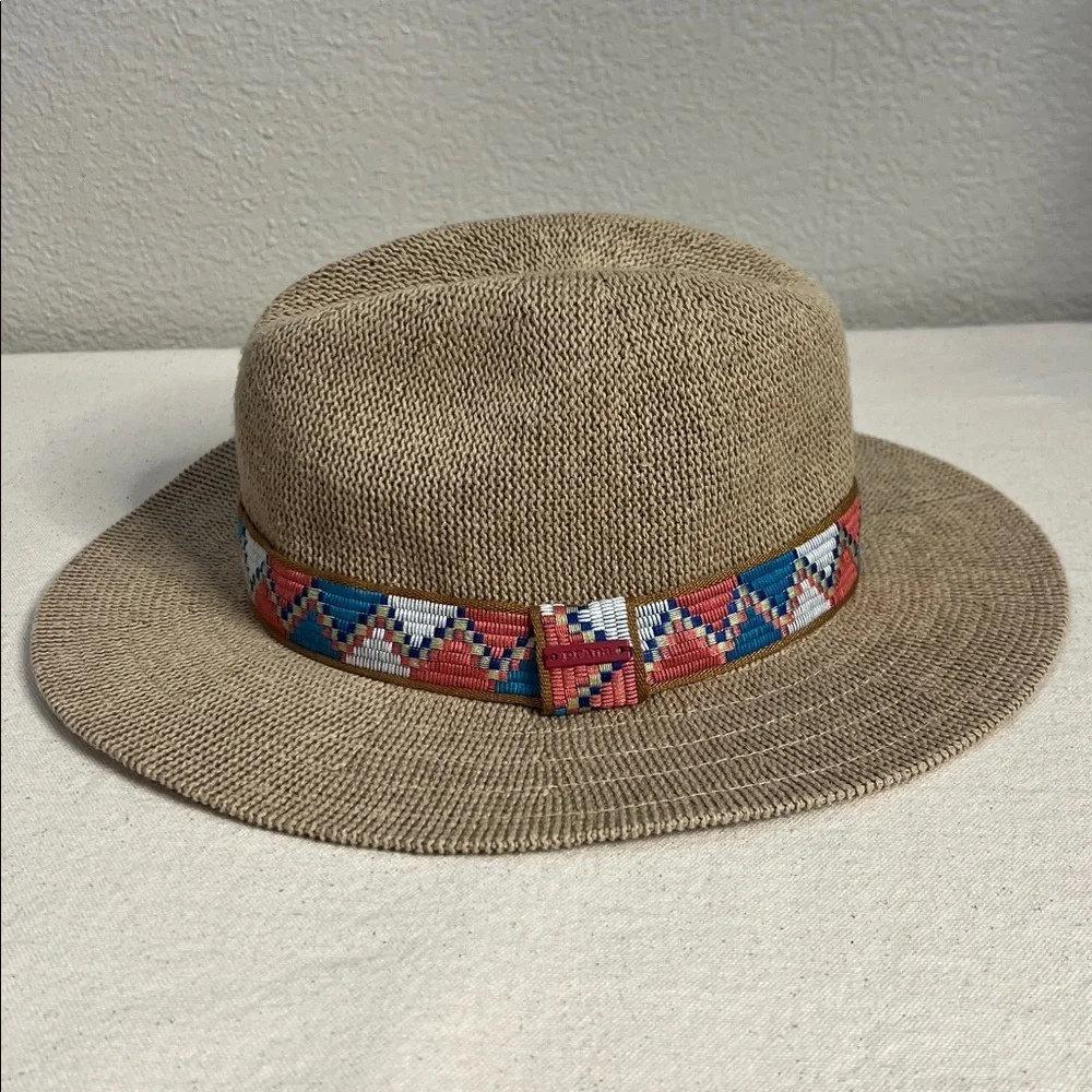PrAna Cybil Knit Fedora Hat – Tan with Embroidered Band - Picture 4 of 8